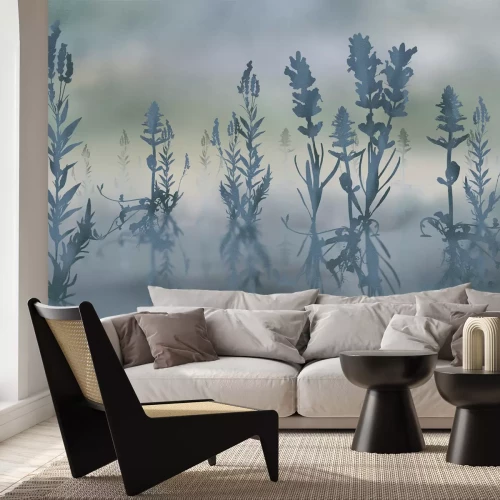 Papier peint  Fleurs de lavande dans un paysage brumeux illustration