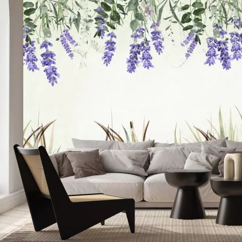 Papier peint  Fleurs de lavande suspendues avec des herbes