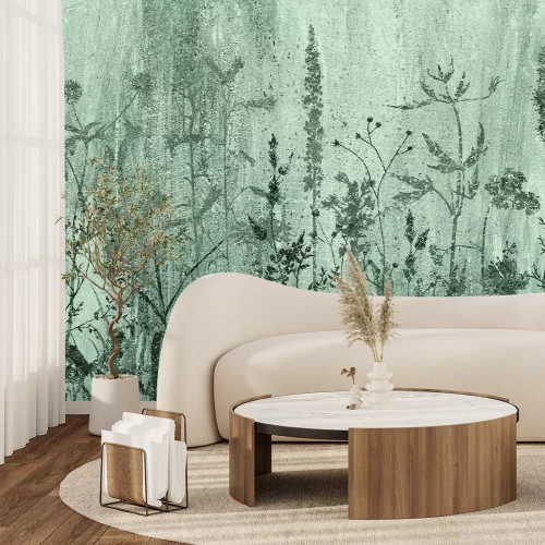 Papier peint  Prairie de fleurs sauvages sur le béton