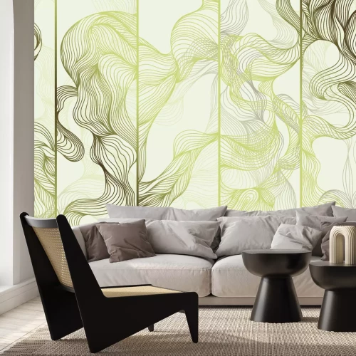 Papier peint  Vagues doré-brun sur fond clair