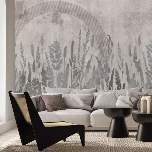 Papier peint  Représentation abstraite d'une prairie sur le mur
