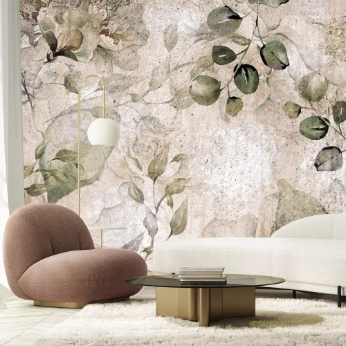 Papier peint  Feuilles vertes dans le style provençal