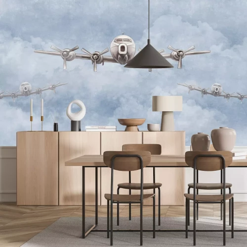Papier peint  Avions volant parmi les nuages