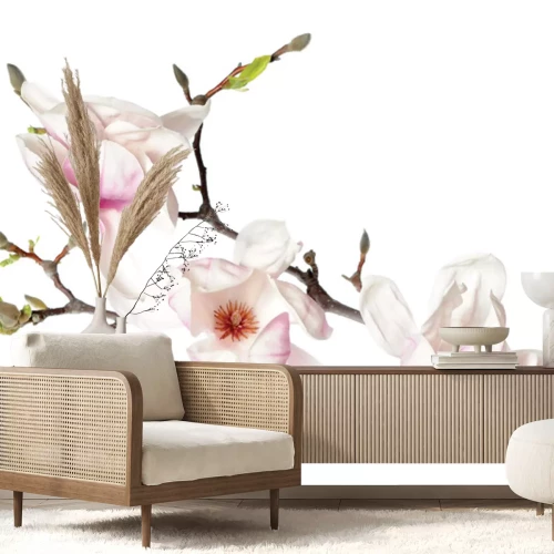 Papier peint  Tige d'orchidée avec des fleurs blanches