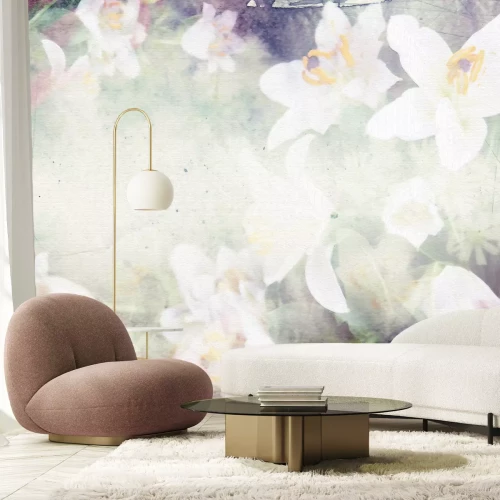 Papier peint  Motif abstrait avec des fleurs