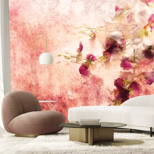 Papier peint  Fleurs abstraites d'orchidée rose