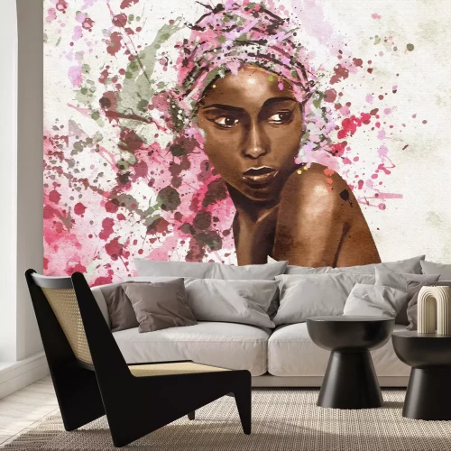 Papier peint  Aquarelle d'une femme africaine