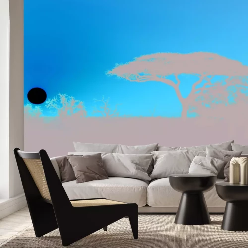 Papier peint  Végétation africaine au coucher du soleil