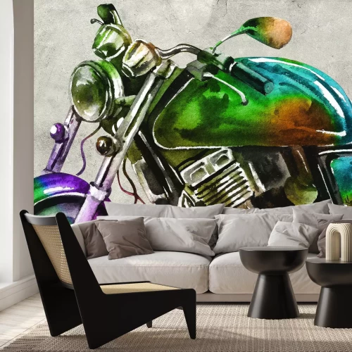 Papier peint  Moto vintage colorée
