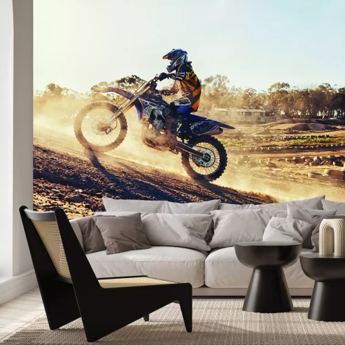 Papier peint  Motocycliste roulant sur une colline