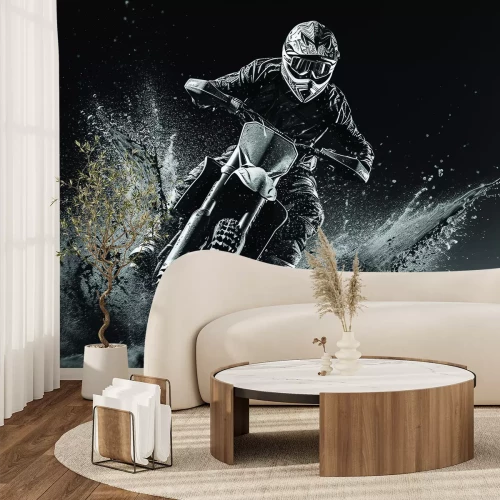 Papier peint  Motocycliste de course sur la piste