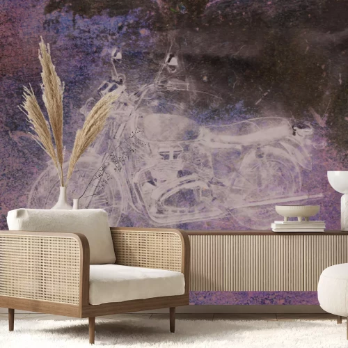 Papier peint  Croquis de moto sur fond de béton