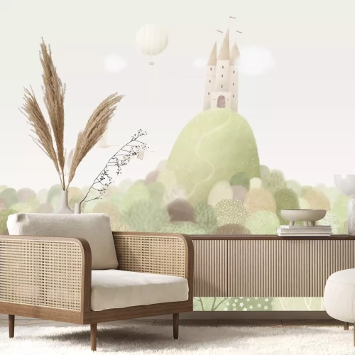 Papier peint  Château sur une colline paysage féerique