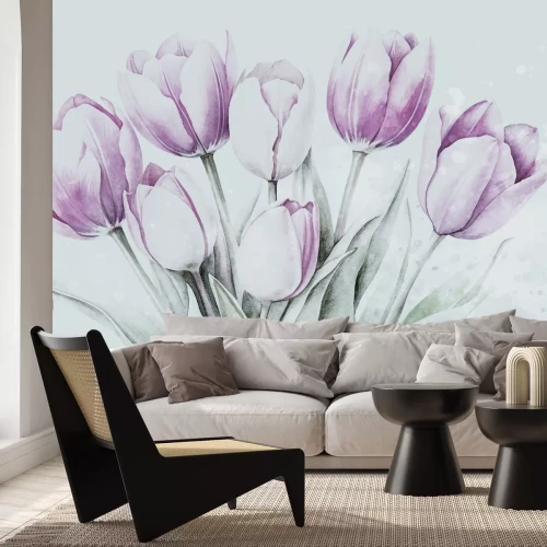 Papier peint  Tulipes roses délicates