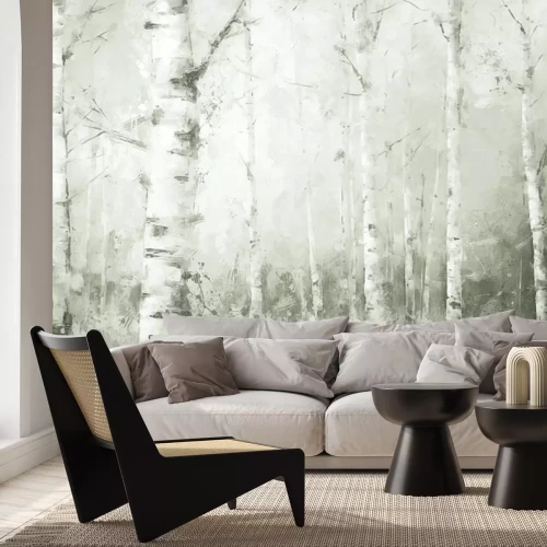 Papier peint  Paysage pittoresque de forêt de bouleaux
