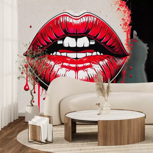 Papier peint  Lèvres féminines rouges en style Pop Art