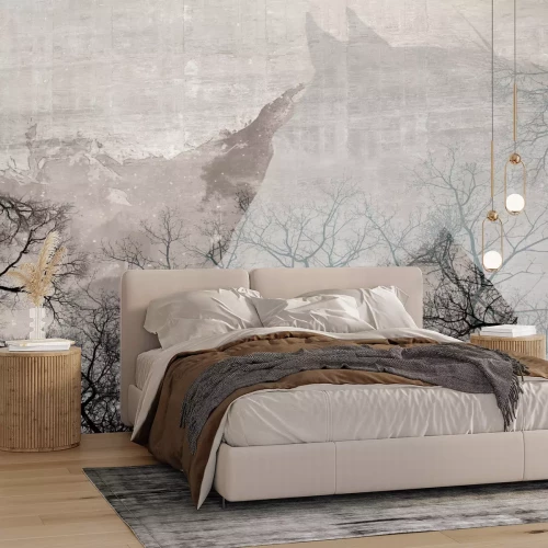 Papier peint  Silhouette d’un cheval parmi les arbres