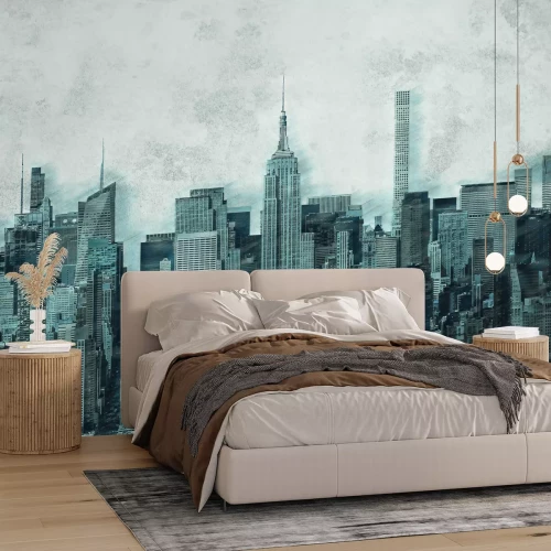 Papier peint  Panorama de la ville sur fond de béton