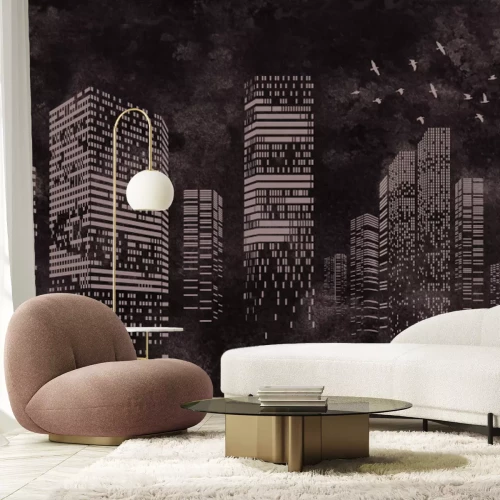 Papier peint  Dessin de New York sur béton