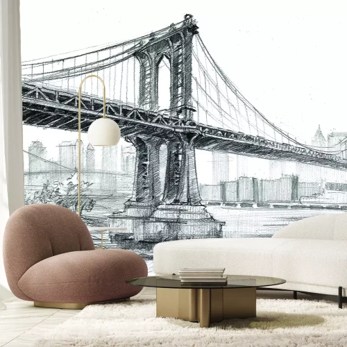 Papier peint  Dessin du pont Manhattan à New York