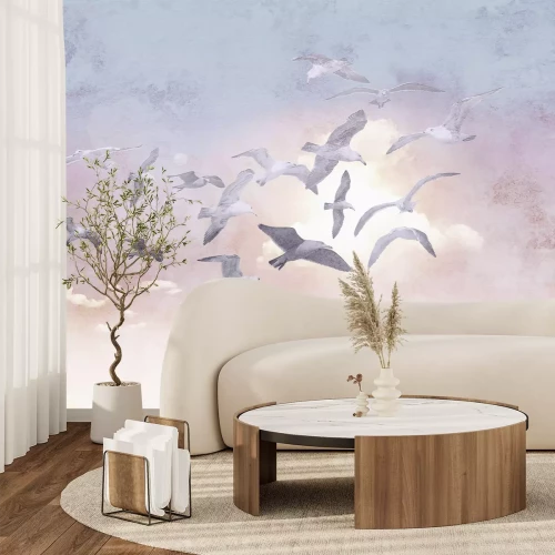 Papier peint  Oiseaux volant sur un ciel délicat