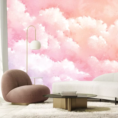 Papier peint  Nuages dans le ciel rose et violet