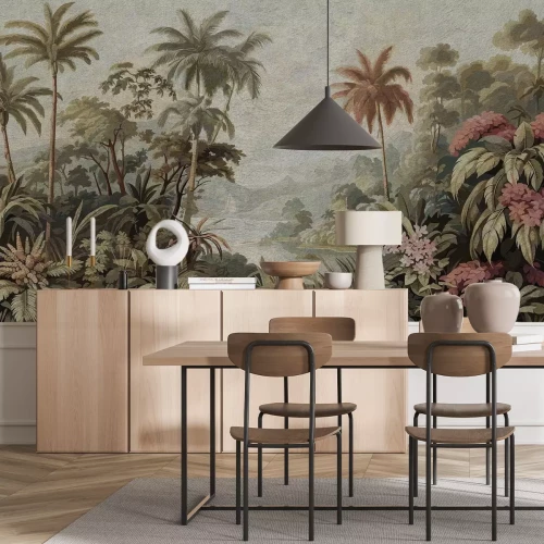 Papier peint  Paysage de jungle tropicale en style aquarelle