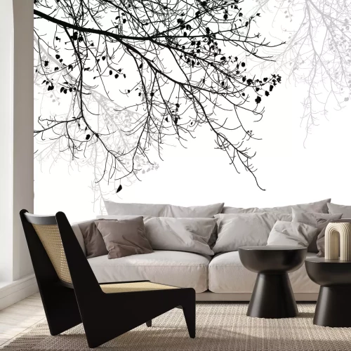 Papier peint  Branches d'arbre en style noir et blanc