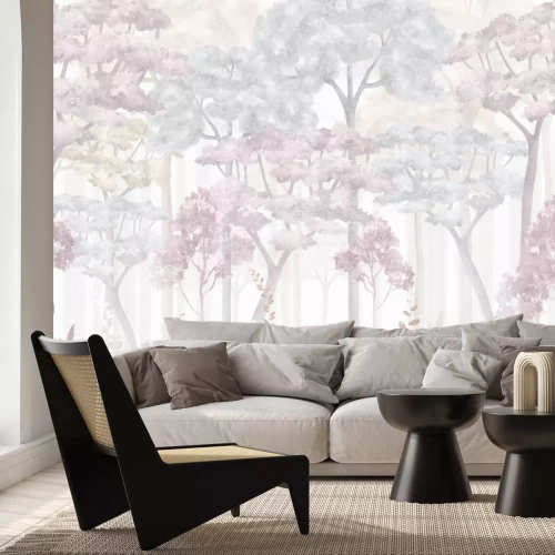 Papier peint  Arbres et plantes pastel en aquarelle