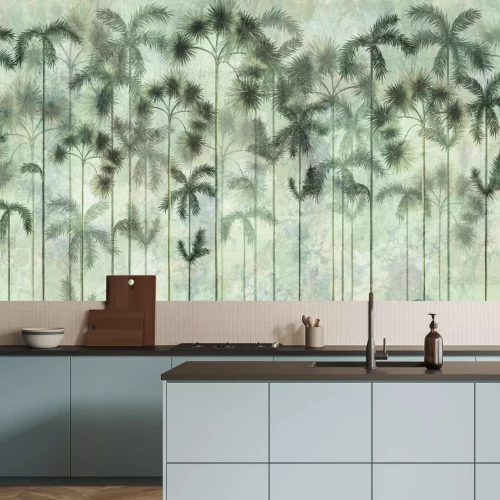 Papier peint  Forêt de bambous en style aquarelle sur fond texturé