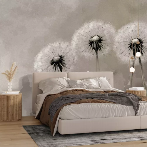 Papier peint  Pissenlits artistiques sur fond texturé