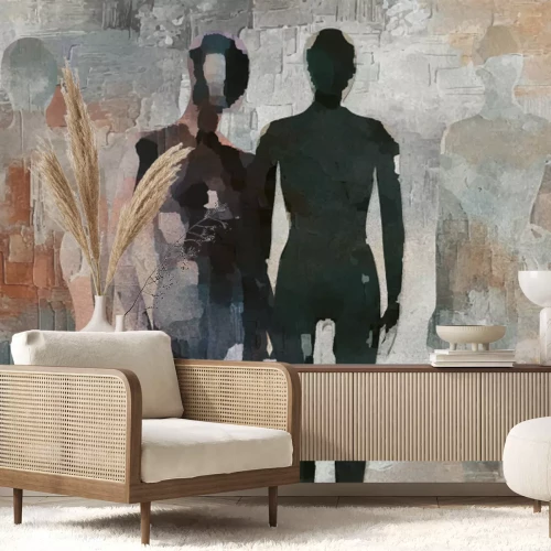 Papier peint  Un modèle moderne avec des silhouettes humaines abstraites sur un fond artistique