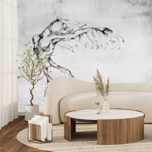 Papier peint  Silhouette féminine style aquarelle sur fond béton gris