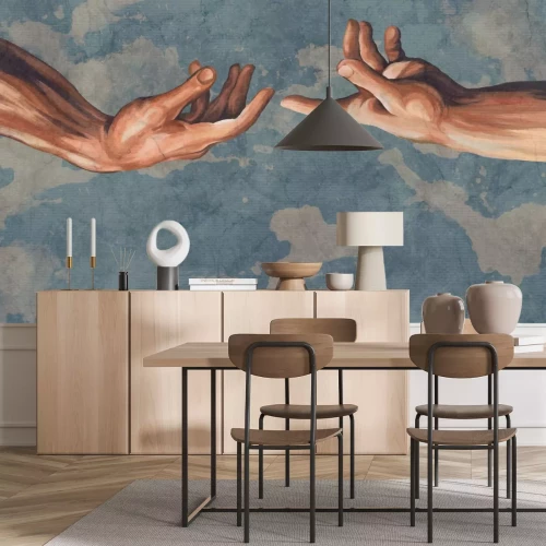 Papier peint  Mains humaines sur un fond abstrait de ciel