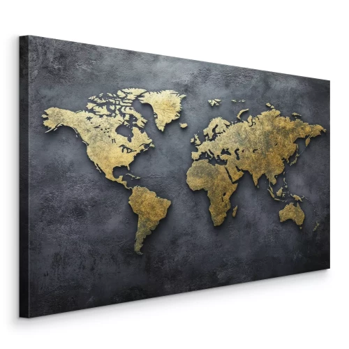 Tableau  Carte du monde sur fond de béton brut style moderne