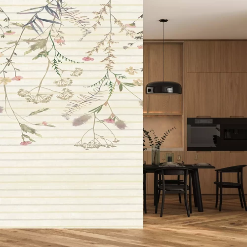 Sticker  Fleurs sauvages sur un fond rayé