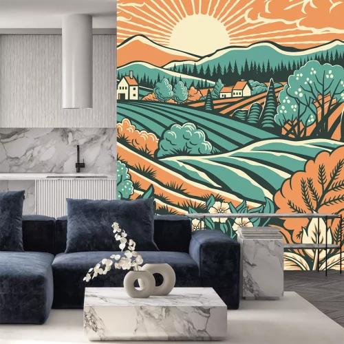 Sticker  Coucher de soleil sur une prairie