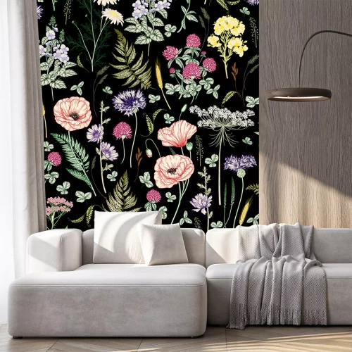 Sticker  Fleurs sauvages sur fond noir