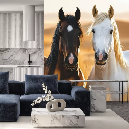 Sticker  Deux chevaux dans l’herbe haute