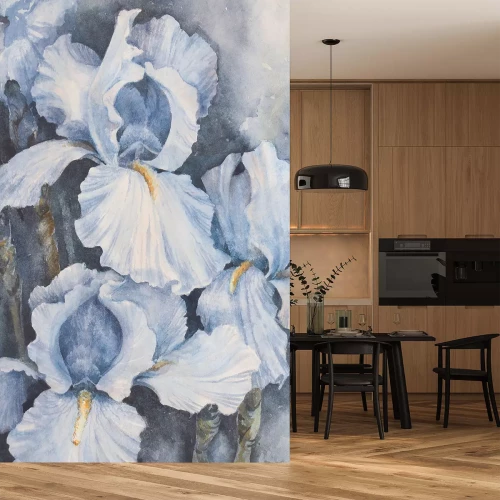 Sticker  Iris bleues dans le style aquarelle