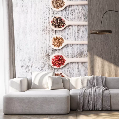 Sticker  Cuillères en bois avec des épices