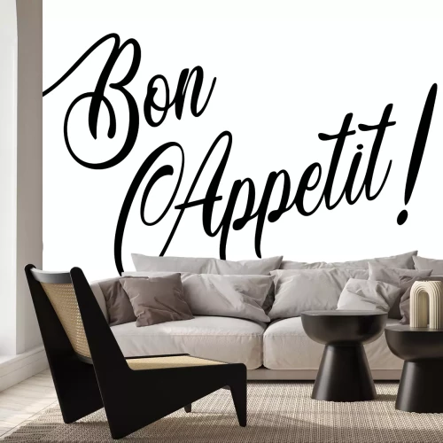 Sticker  Inscription Bon Appétit sur fond blanc