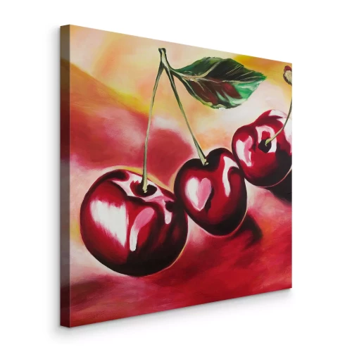 Tableau  Cerises artistiques avec une feuille