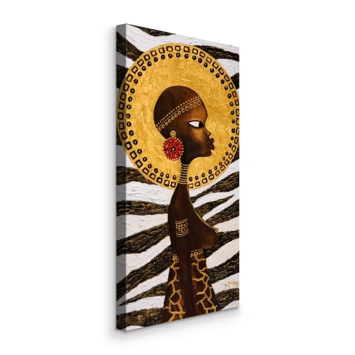 Tableau  Femme africaine avec un motif animal en arrière-plan