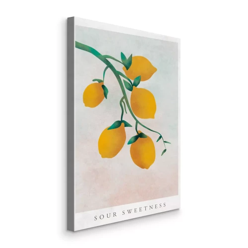 Tableau  Citrons jaunes sur une branche avec des inscriptions