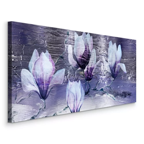 Tableau  Magnolias violets aux allures picturales sur un fond texturé