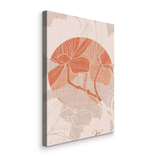 Tableau  Un motif végétal dans les tons orange et beige