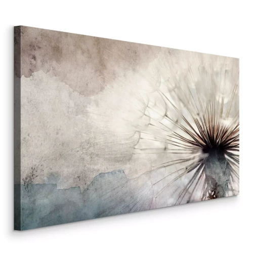 Tableau  Pissenlit dans une composition beige et bleue