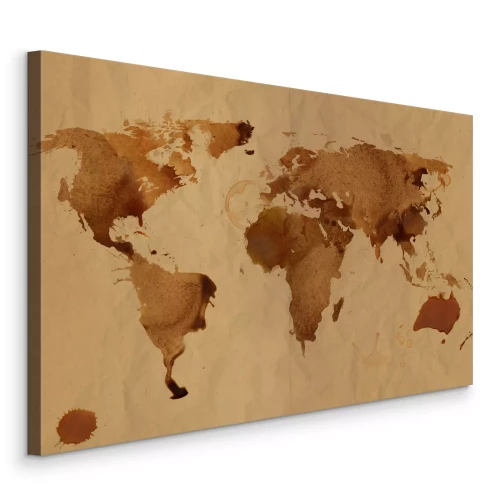 Tableau  Carte du monde vintage tachée de café