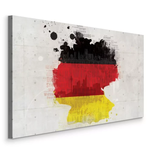 Tableau  Carte de l'Allemagne avec drapeau et noms des villes sur fond clair